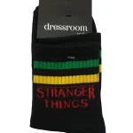 ΓΥΝΑΙΚΕΙΕΣ ΚΑΛΤΣΕΣ ΜΕ ΧΡΩΜΑΤΙΣΤΕΣ ΡΙΓΕΣ ΚΑΙ ΛΕΞΕΙΣ STRANGER THINGS - ΜΑΥΡΟ