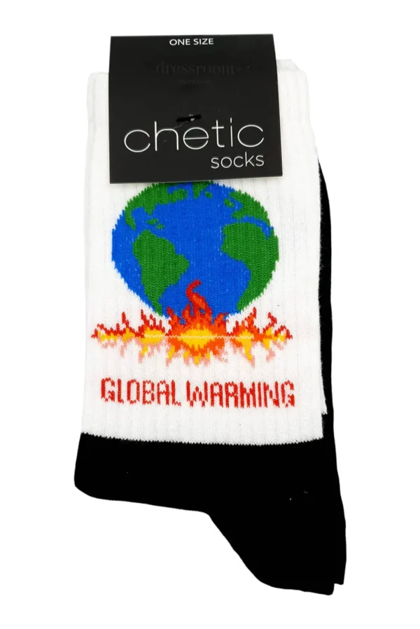 Γυναικείες κάλτσες με σχέδιο Global Warming - Λευκό Μαύρο