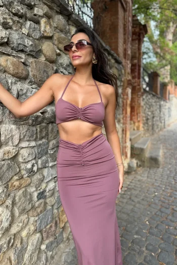 Madonna Σετ Τοπ και Φούστα Maxi - Τριανταφυλλί