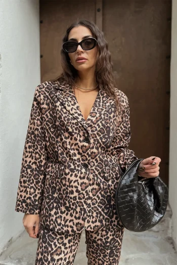 Oversized Σακάκι με Βάτες - Λεοπάρ