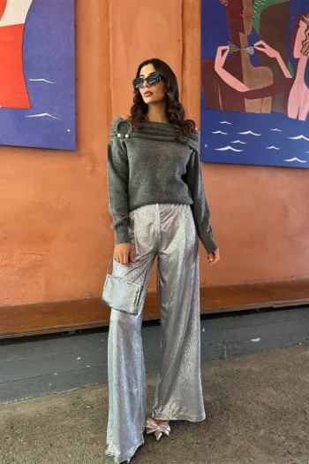 Μεταλλιζέ Παντελόνα - Ασημί