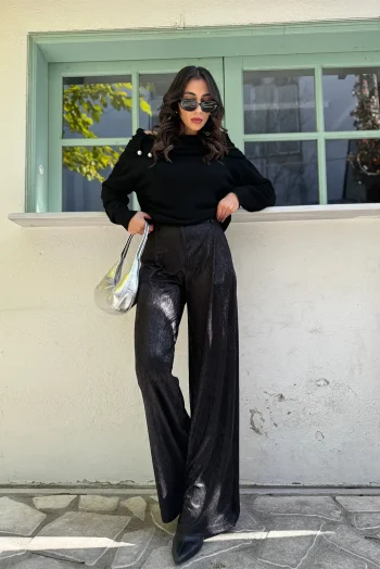 Μεταλλιζέ Παντελόνα - Μαύρο