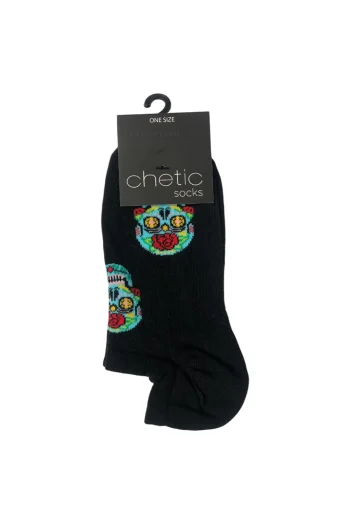 Γυναικεία σοσόνια με σχέδιο Νεκροκεφαλή - Μαύρο