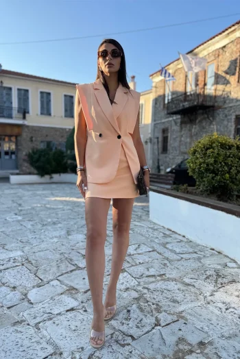 Rozalia Σετ Αμάνικο Σακάκι και Φούστα - Σομόν