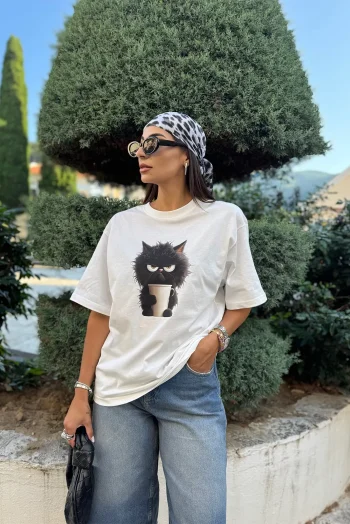 Oversized T-Shirt Mood off - Λευκό