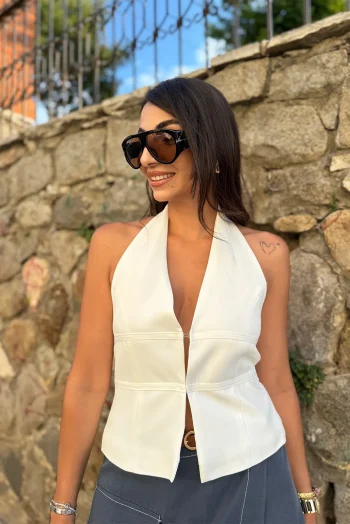 Υφασμάτινο Γιλέκο - Λευκό