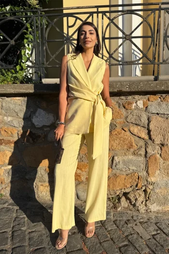 Corfu Σετ Γιλέκο Παντελόνι - Κίτρινο