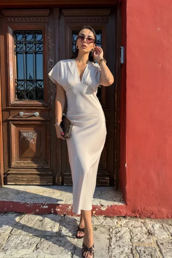 Σατέν Φόρεμα - Μπεζ