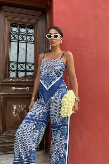 Luna Σατέν Σετ - Μπλέ