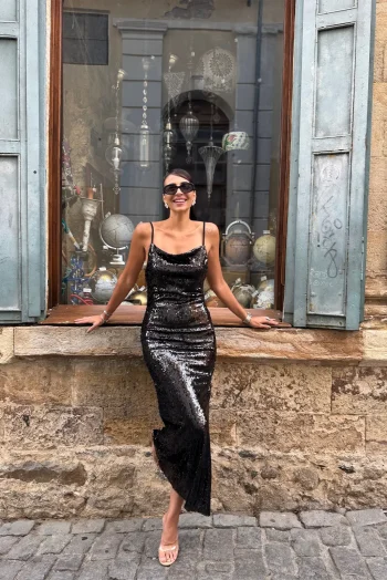 Φόρεμα με Παγιέτα - Μαύρο