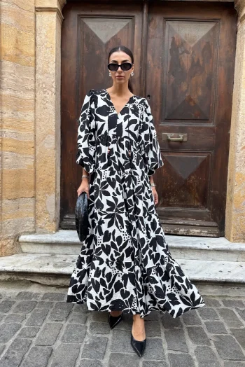 Maxi Boho Φόρεμα - Μαύρο κ Λευκό