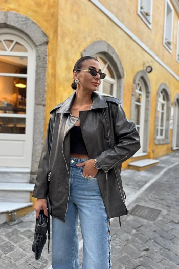 Δερμάτινο Jacket - Dark Smoked Grey