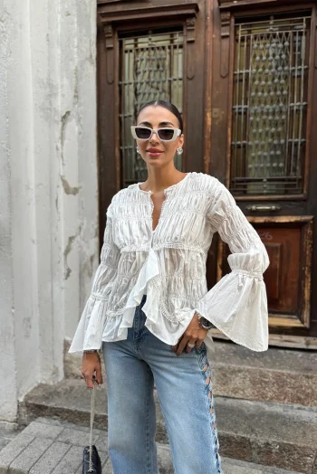 Πουκάμισο με Βολάν - Λευκό