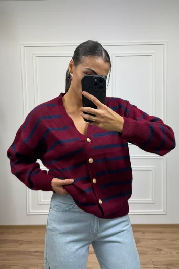 Πλεκτή Ζακέτα με Ρίγες