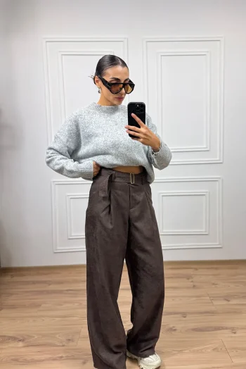 Καστόρ Παντελόνι με Ζώνη - Καφέ