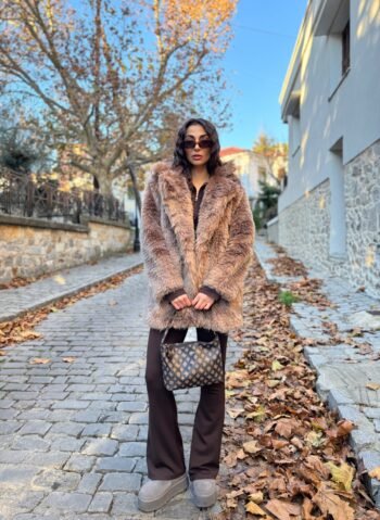 Zaya Παλτό από Συνθετική Γούνα - Ανοιχτό Καφέ