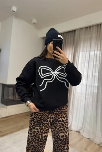 Φούτερ με Κέντημα - Μαύρο