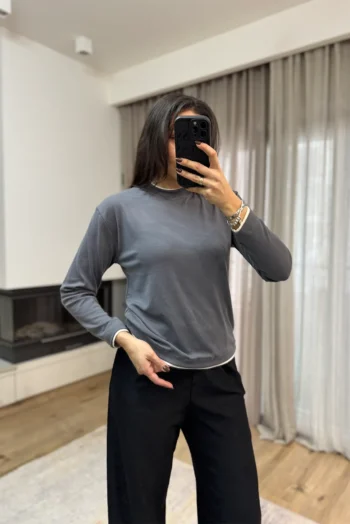 Basic Μακρυμάνικη Μπλούζα - Γκρι