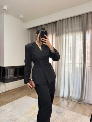 Σετ Σακάκι Μεσάτο κ Παντελόνι με Λάστιχο - Μαύρο