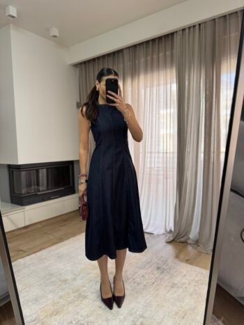 Denim Midi Φόρεμα - Σκούρο Μπλε