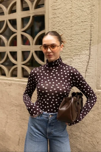 Μπλούζα Πουά - Καφέ