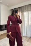 Σετ Σακάκι Μεσάτο κ Παντελόνι με Λάστιχο - Μπορντό
