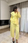 Σετ Σακάκι Μεσάτο κ Παντελόνι με Λάστιχο - Κίτρινο
