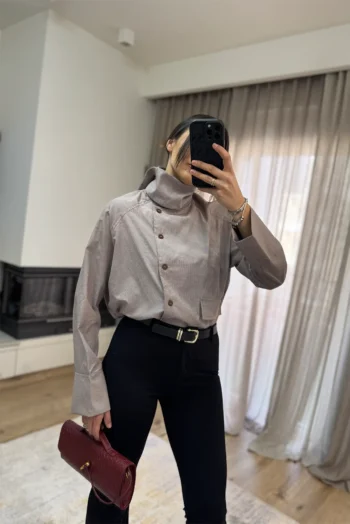 Μοντέρνο Ριγέ Πουκάμισο - Καφέ