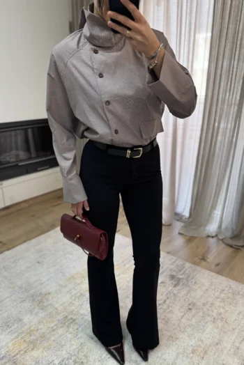 Παντελόνι Flare με Ζώνη - Μαύρο