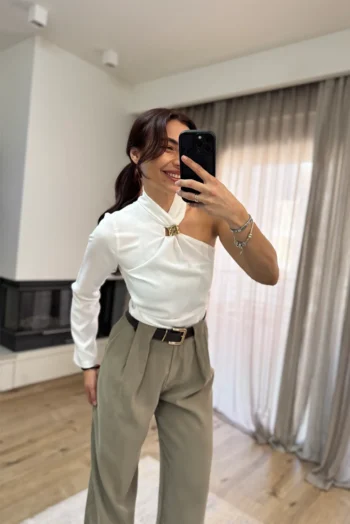 Kiara Μπλούζα με Ένα Μανίκι - Λευκό