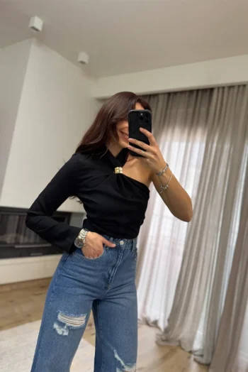 Kiara Μπλούζα με Ένα Μανίκι - Μαύρο