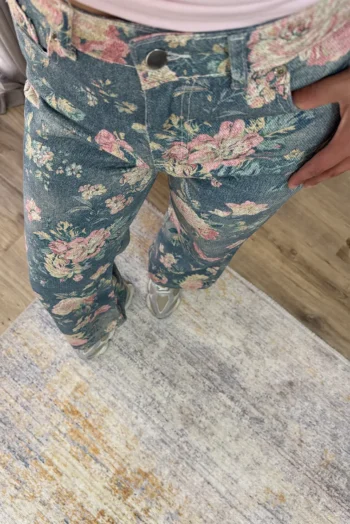Floral Τζιν Παντελόνι