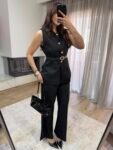 EmmaLine Σετ Γιλέκο με Ζώνη κ Παντελόνι - Μαύρο